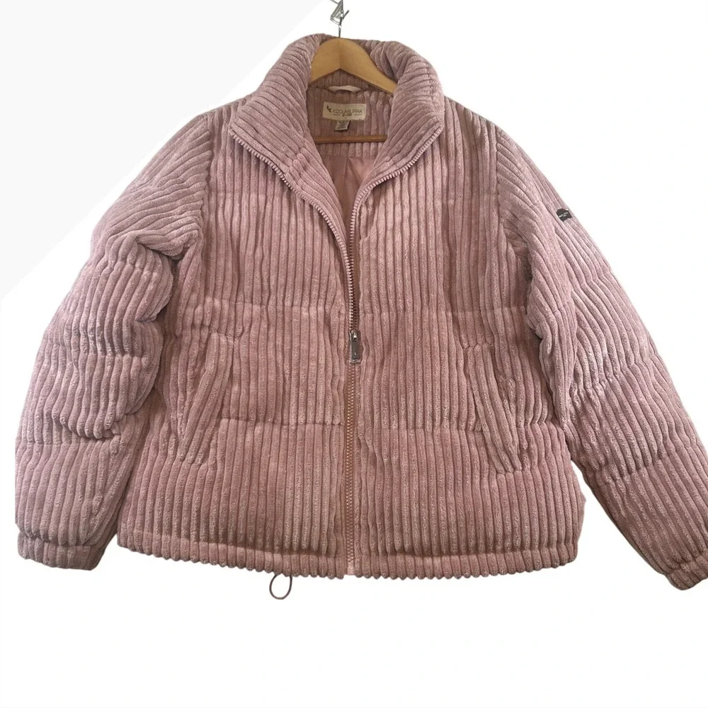 Koolaburra by Ugg Pink Corduroy Puffer Jacket‎ Full Zip Mock Neck M